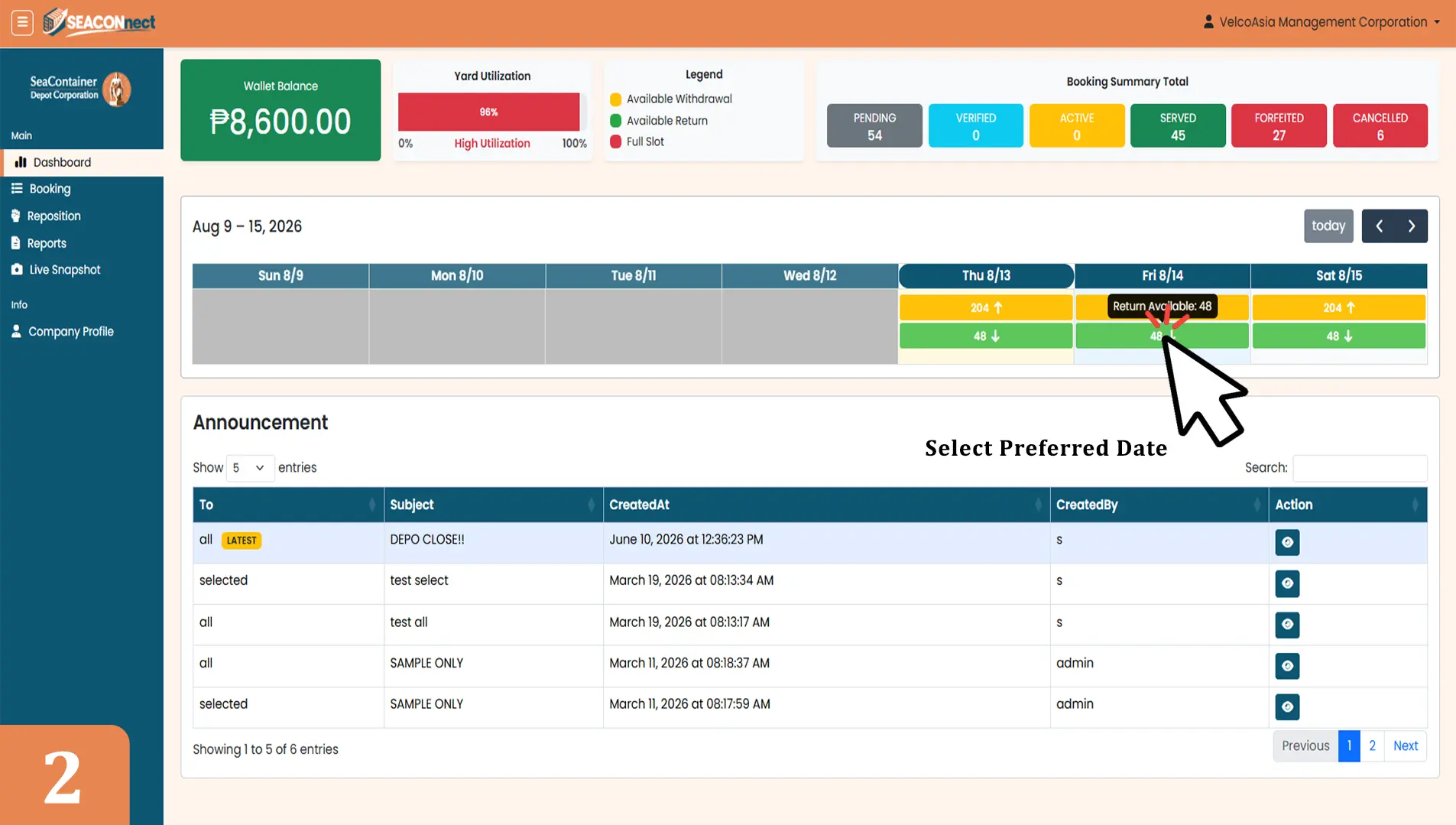 Select Preferred Date
